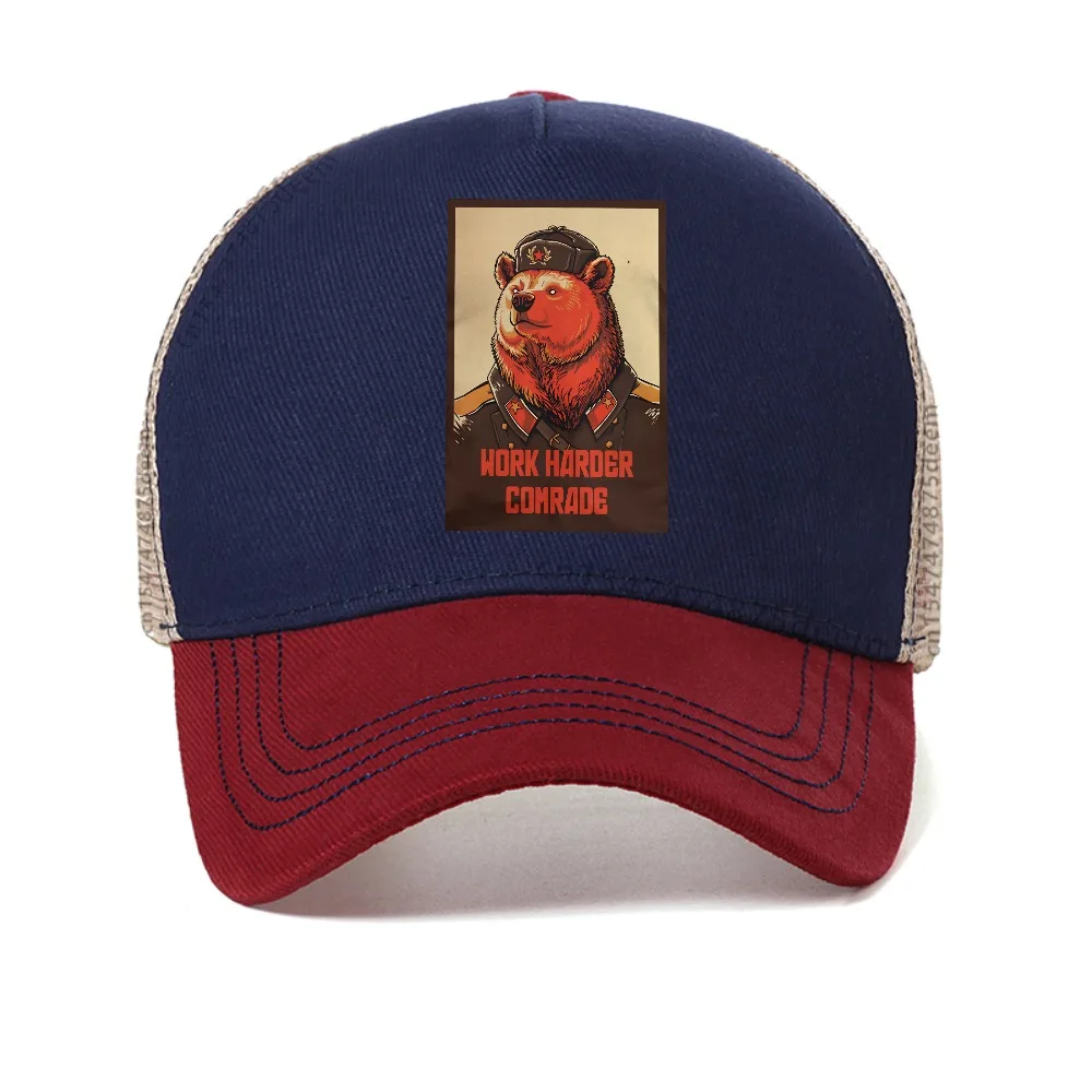 Work Harder Comrade The Soviet Union Men mesh baseball cap summer Casual Breathable sun hats adjustable Cool Snapback hats