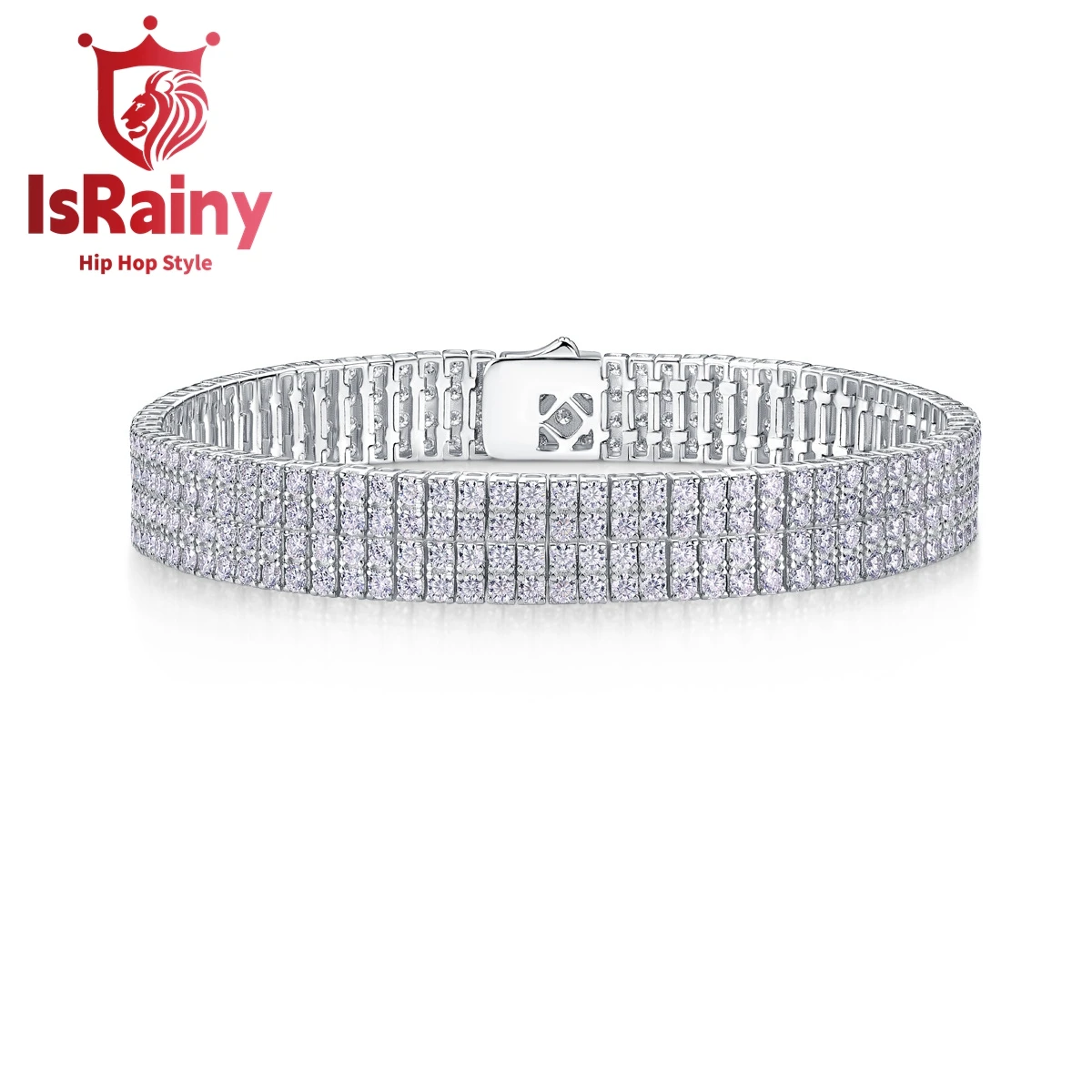 

IsRainy Hip Hop Rock 100%925 Sterling Silver Round Cut VVS1 D Real GRA Moissanite Diamonds Tennis Chain Bracelets Fine Jewelry