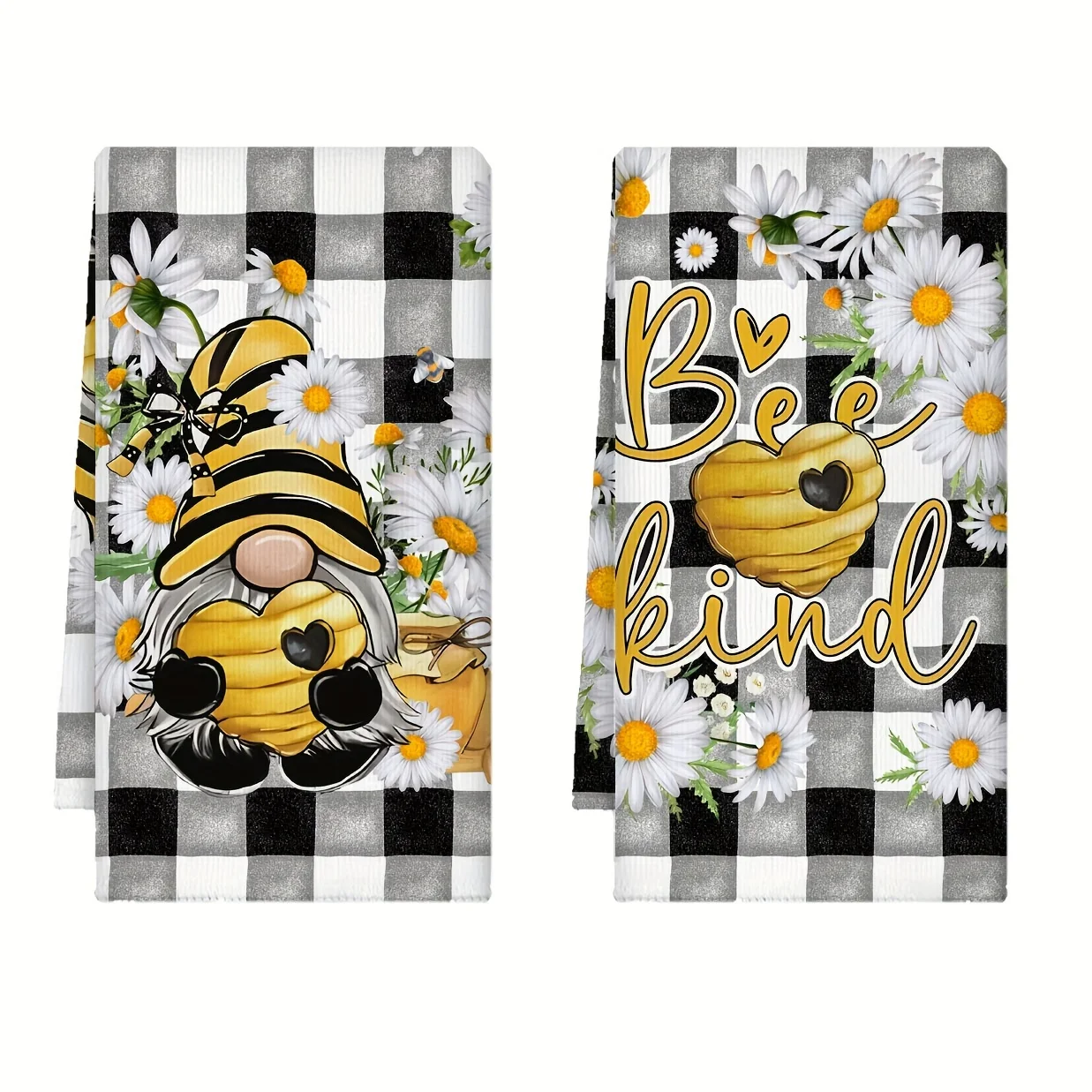 2Pcs, Black and White Checkered Dwarf Honey Kitchen Towels, 40Cm*60Cm Towel Set, Best Kitchen Towels, Super Absorbent Soft Cleaning Cloth, Cooking and Baking Tea Towels, Hand Towels, Cleaning Cloths, Dishcloths, Kitchen Decor, Living Room Decorations, Kitchen Essentials, Home Essentials