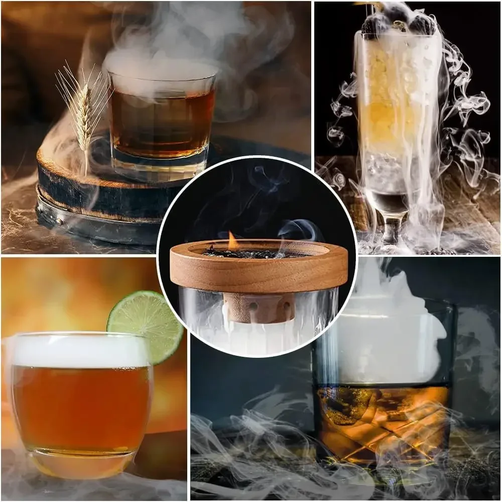 Juego de ahumador de cócteles, infusor ahumador de bebidas antiguo con 5 astillas de madera de sabor para whisky, Bar, bebidas, regalo de cocina