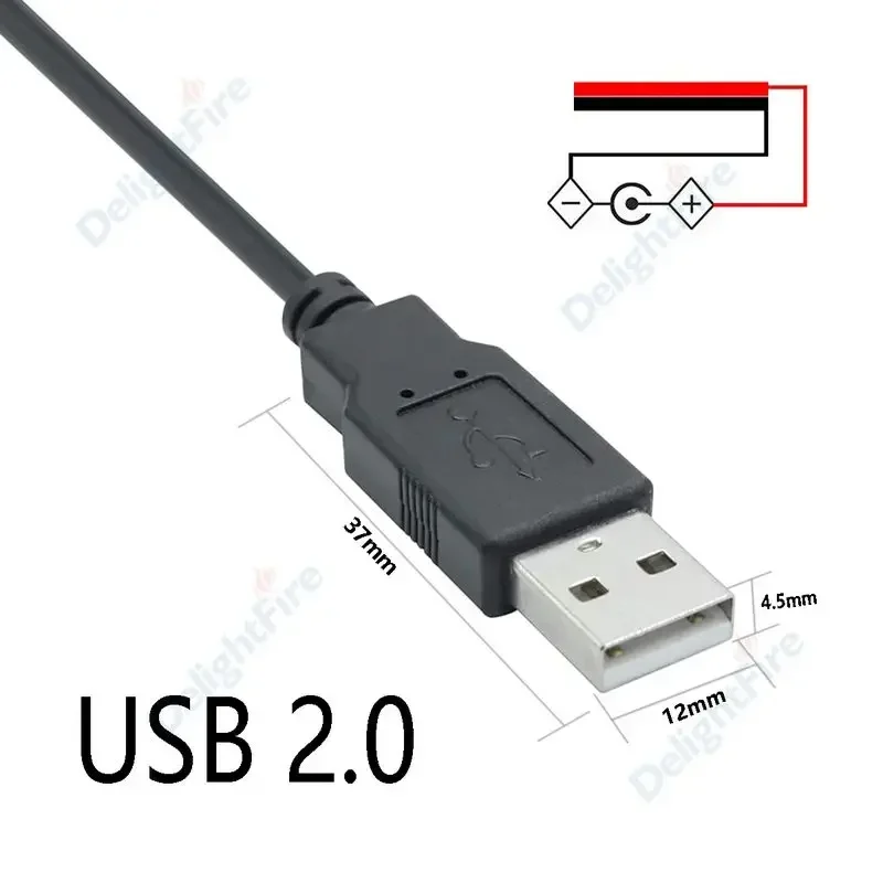 USB 2.0 LED Connector Cable line 2pin USB Socket Power Connect Wire Connectors For DC5V Single Color LED Strip Lights