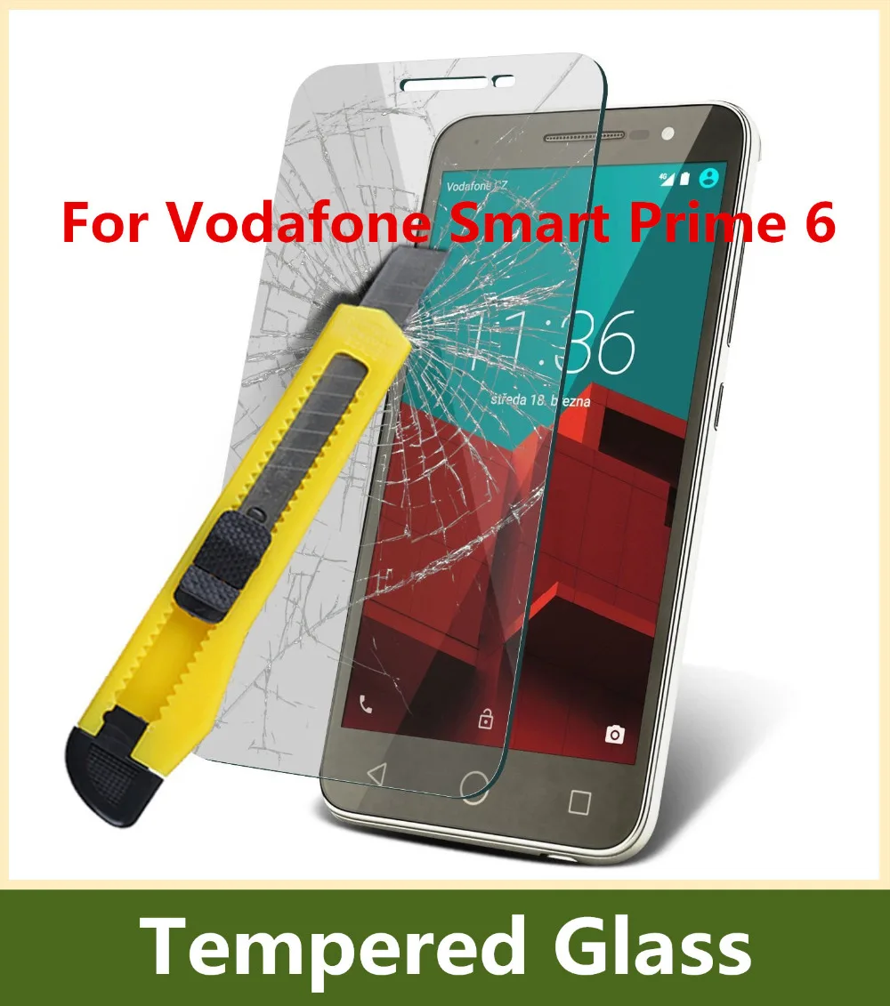 Película de vidro temperado à prova de explosão de 0.3mm para vodafone smart prime 6 protetor de tela pelicula de vidro com ferramentas limpas