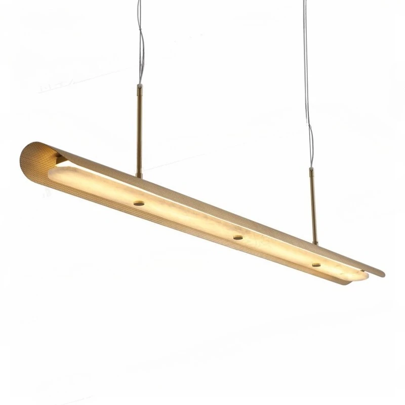 الإسبانية الحد الأدنى الرخام قلادة أضواء مطعم النحاس الثريات الطويلة مصمم غرفة الطعام جزيرة عداد تركيبات داخلية #3