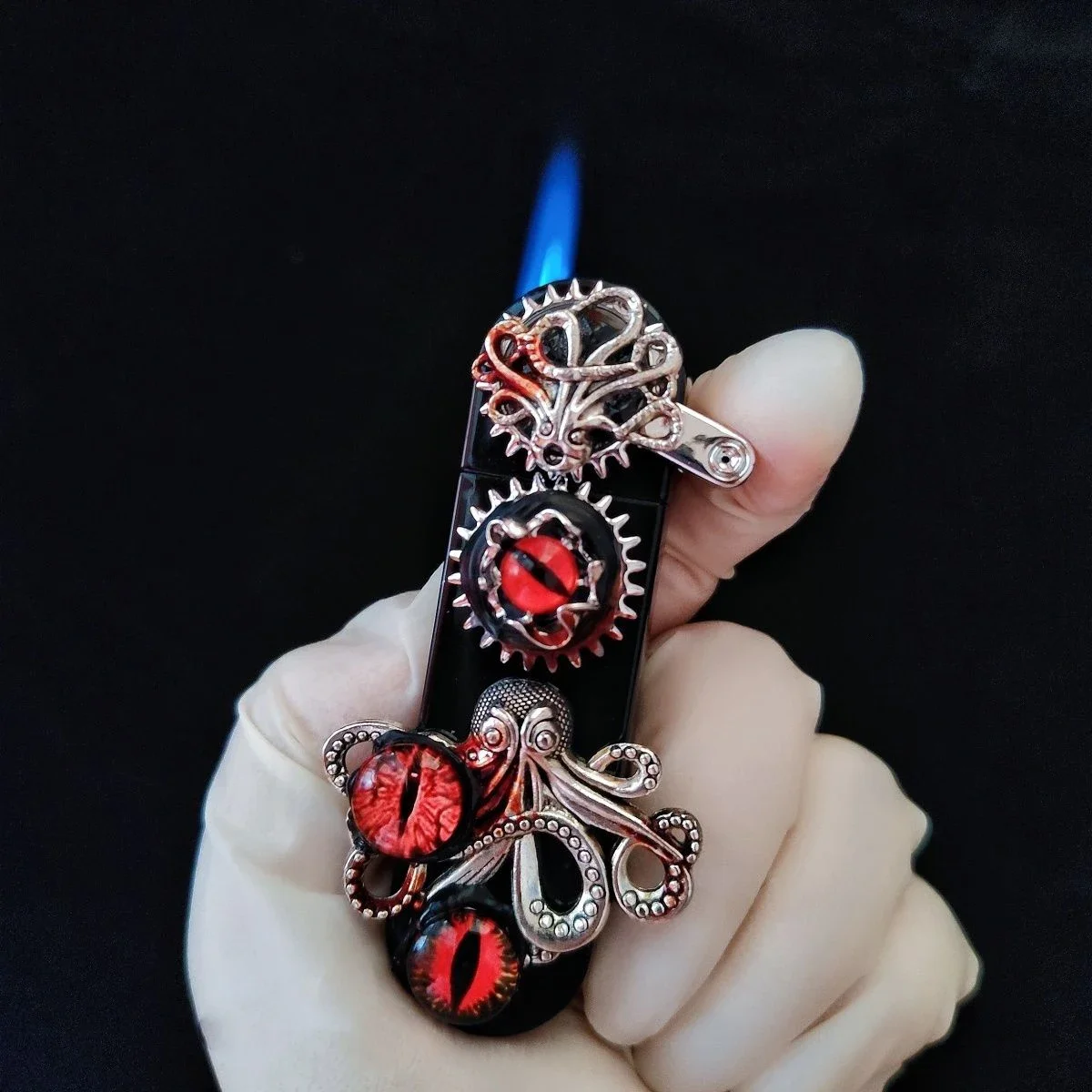Creative Original Windproof Butane Lighter for Women Smoking Lighter Black Octopus Devil's Eye Dragon Pattern Decorative Lighter