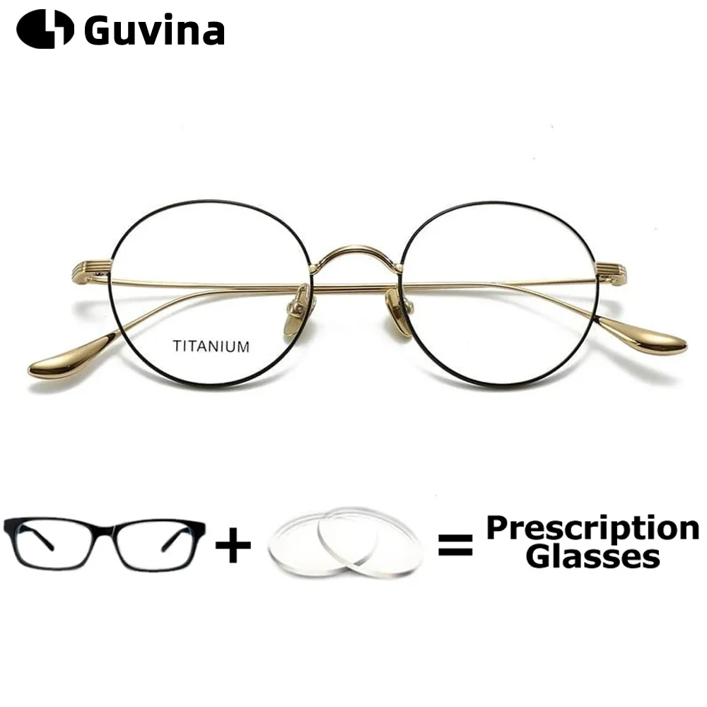 

Men Optical Prescription Glasses Pure Titanium Myopia Lenses Designer Wide Multifocal Progressive Glass Round Spectacle Women
