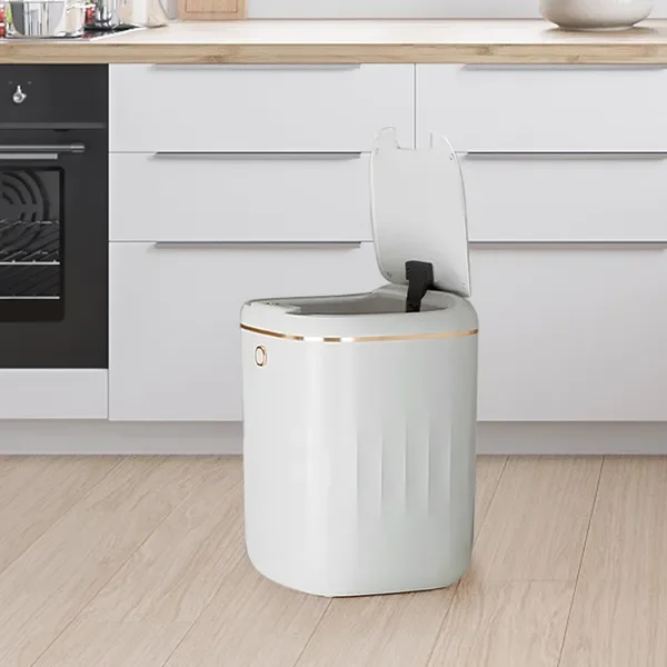 Automatic TouchlMotion Sensor Trash Can White Smart Garbage Can for Bathroom Kitchen