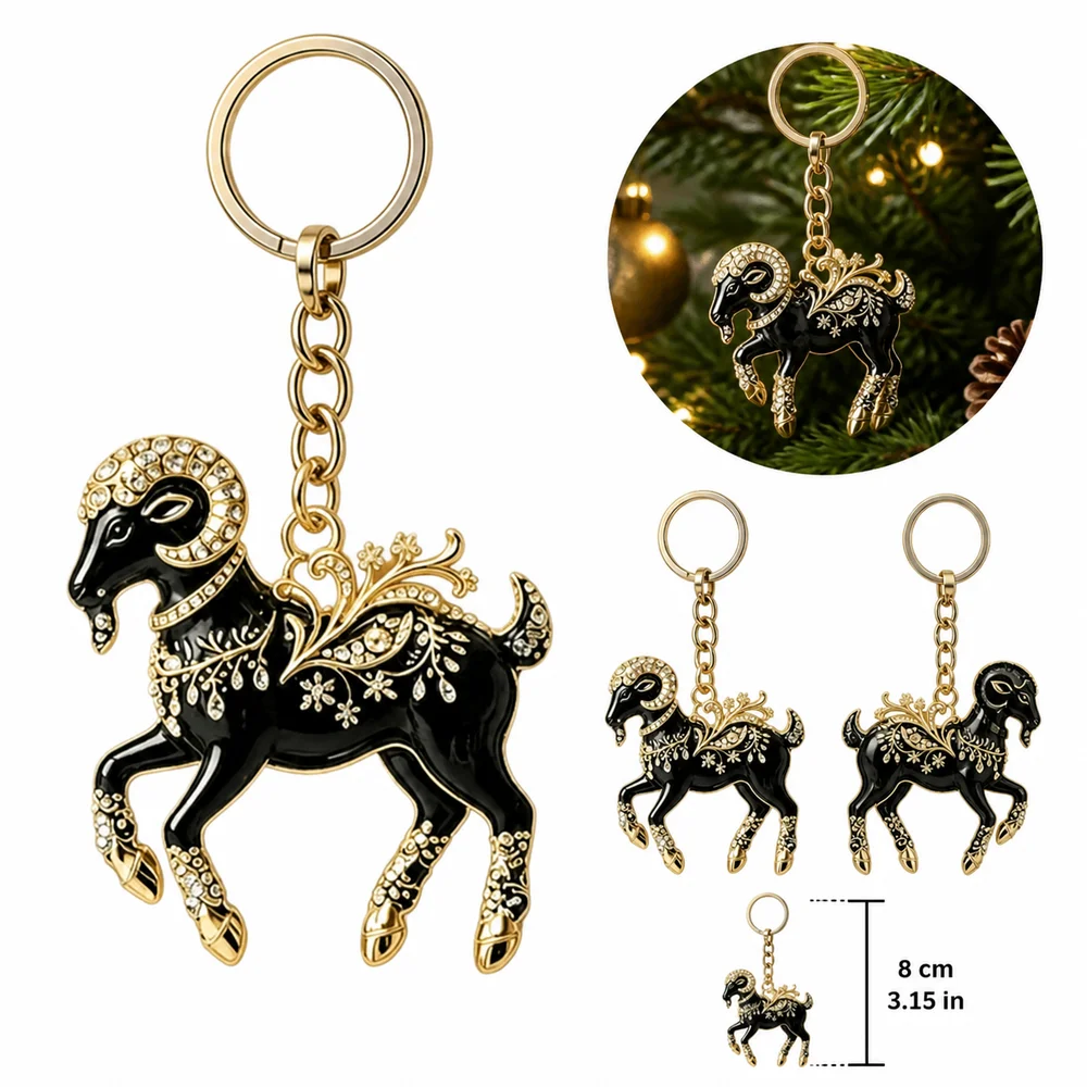 New Year Gift 2D Design Goat Keychain Ornate Acrylic Goat Bag Charm Running Goat Decorative Goat Pendant Backpack Decoration