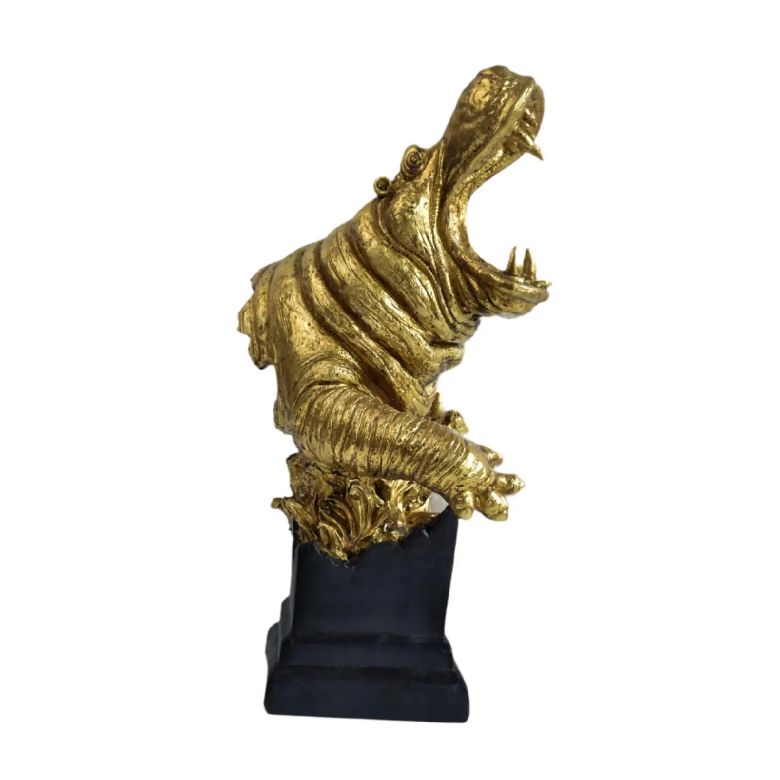 Hippo Head Statue Centerpiece Artwork Craft Modern Collectible Resin Figurine Tabletop Decor Animal Sculpture for Cabinets Shelf