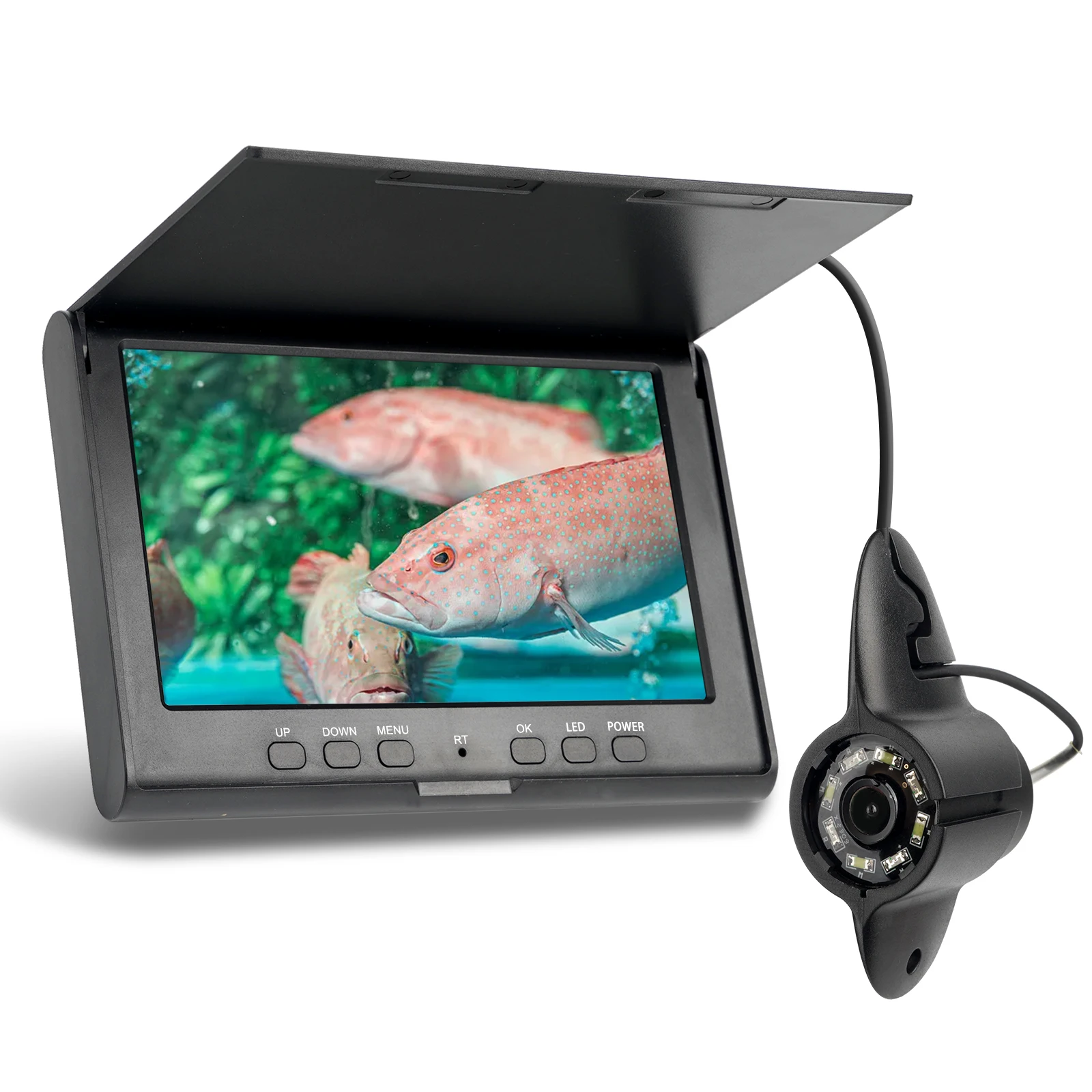 7'' Underwater Fishing Camera 20M Line W/DVR-32GB,Lce Fishing Camera W/  I & LED for Dark Use