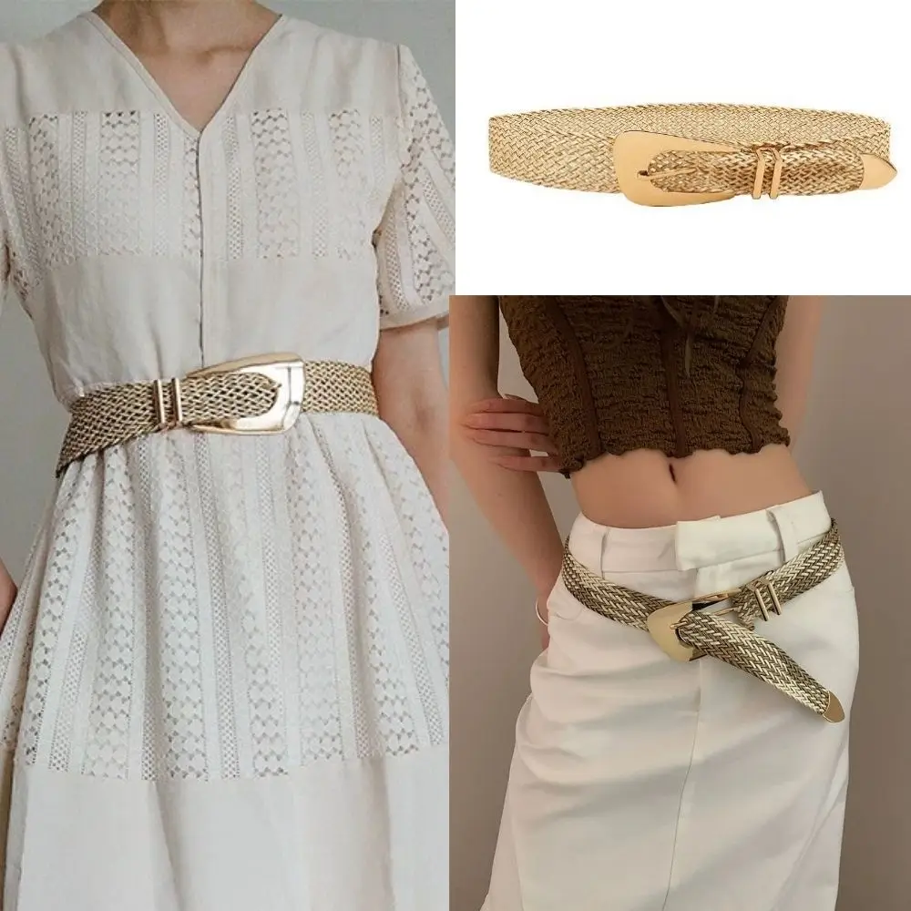 

Ladies Braided Female Belt Vintage Boho Waist Belt Dress Waistbands Irregular Metal Buckle Waist Strap For Women Waistband New