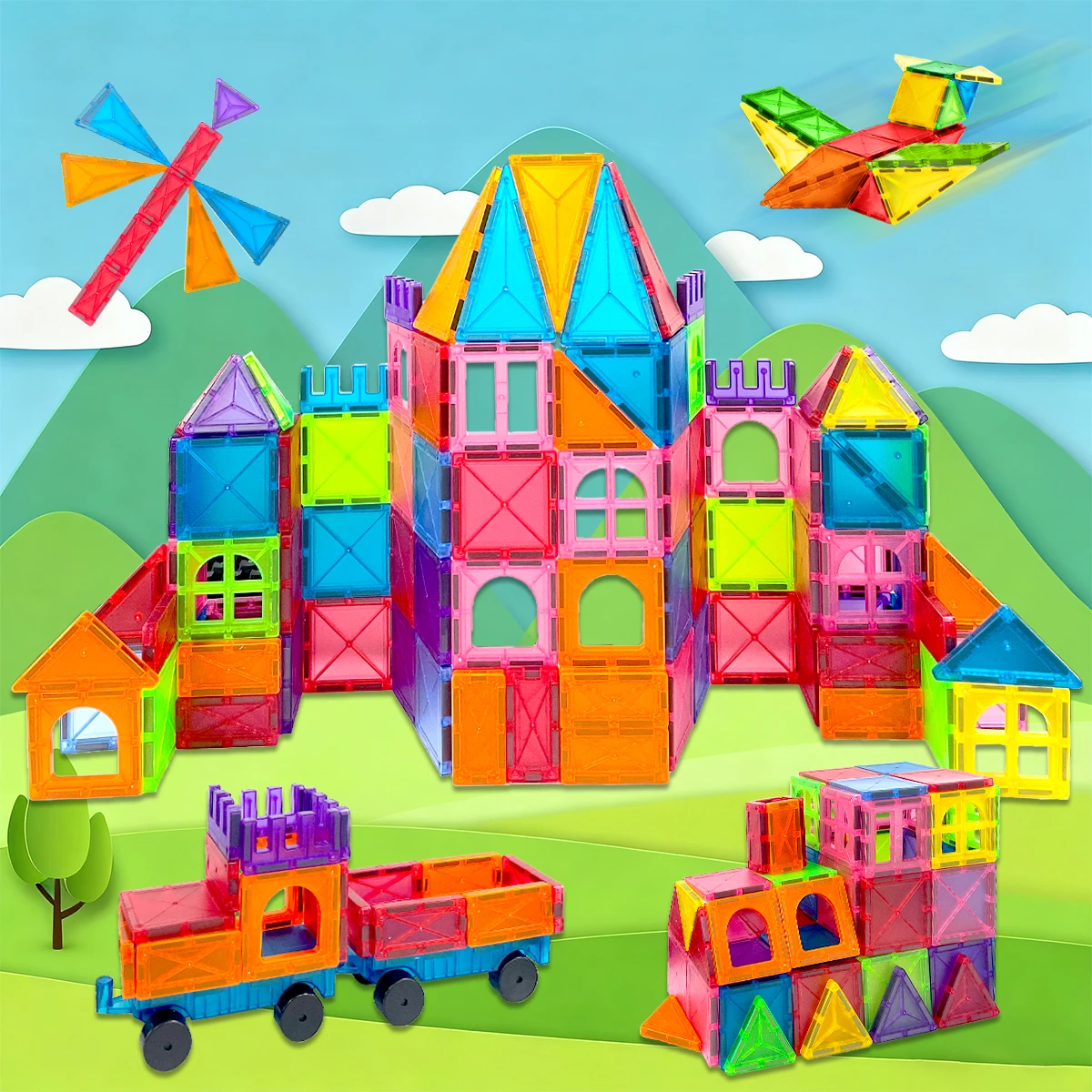 Blocs de Construction magnétiques, ensemble de Construction, jouet éducatif sensoriel Montessori pour enfants âgés de 3 ans et plus, cadeau d'anniversaire, 32/76/122 pièces