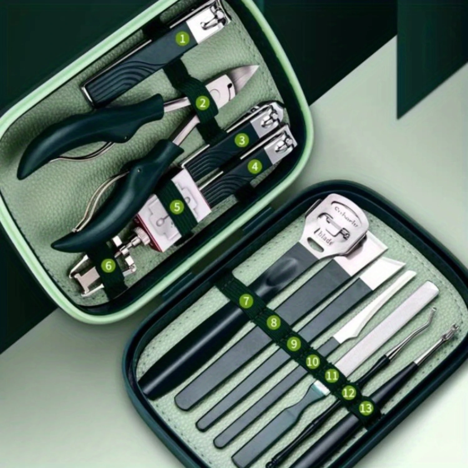 

Premium Manicure & Pedicure Kit - Stainless Steel, Ingrown Toenail Solution, Curved Clippers, Ergonomic Grip, Complete with Comp