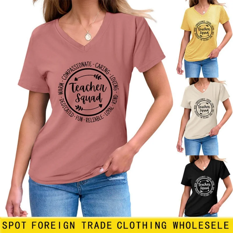 

Футболка оверсайз в американском ретро-стиле с короткими рукавами и принтом, летний свободный топ с V-образным вырезом.