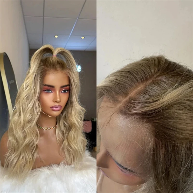 

Fashion Women's Wig Ombre Golden Blonde HD Invisible Synthetic Lace Front Wig Top Glueless Wig Original Factory Wig 180% Density