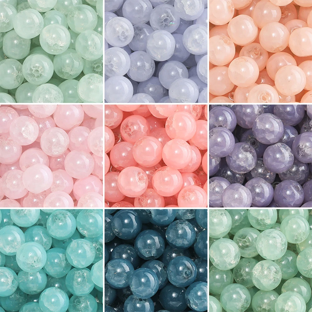 

30/50Pcs/Lot 10mm Glass Round Beads Jelly Color Spacer Loose Charm Bead for DIY Bracelet Necklace Jewelry Making Supplies