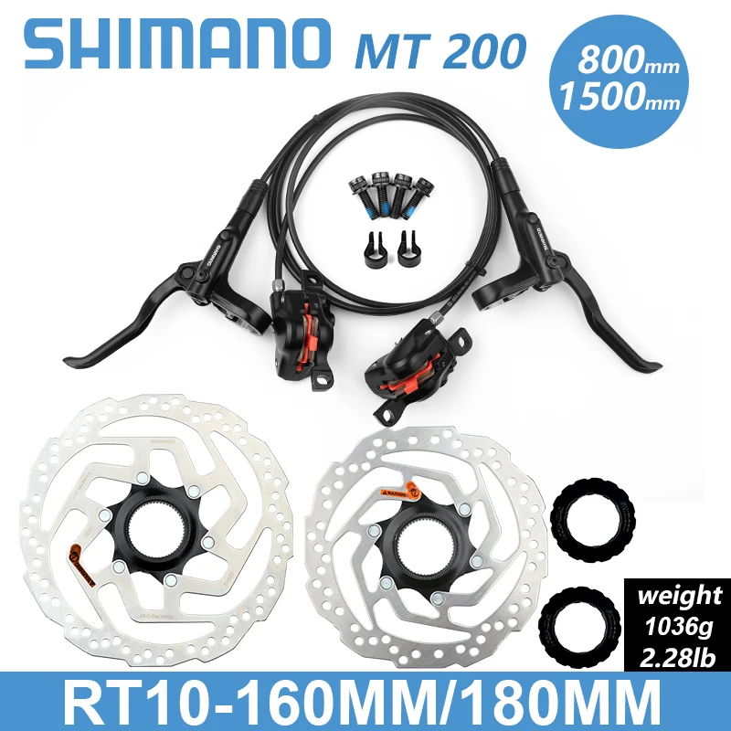 Shimano BR MT200 Hydraulic Disc Brake 1550 1500 1450 850 800mm Left Front Right Rear Brake Set RT-10/26/56 160 180mm Rotor