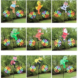 Rabbit Bee Tiger on Bike DIY Windmill Animal Bicycle Wind Spinner Whirligig Garden Lawn Decorative Gadgets Kids Outdoor Toys