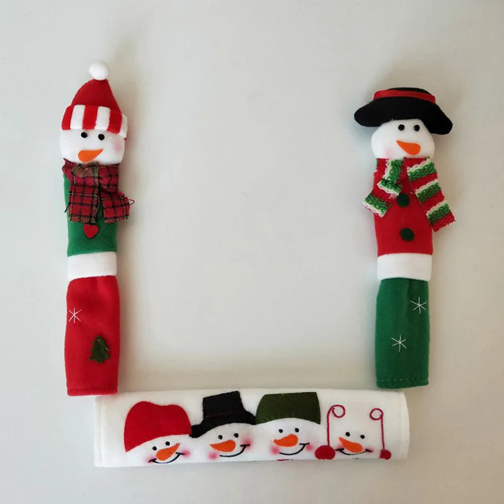 

3Pcs Handle Protector Covers Anti Static Fabric Christmas Design for Fridge Microwave Oven Dishwasher Cabinet Appliances Handle
