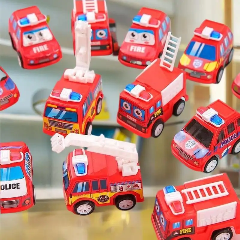 5個入り 若々しいパーティーの景品 子供の誕生日 ミニチュア漫画の消防車とパトカーのプレイセット
