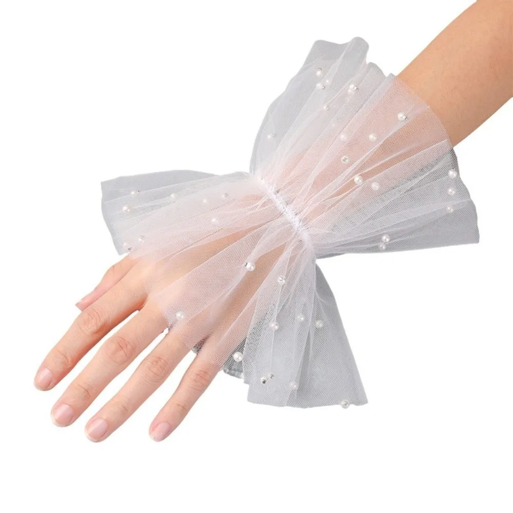

Fashion Wedding Dress Pearl Beaded Sleeves Decoration Removeable Bride Arm Sleeves Mesh Bride Sleeve Wristband Party