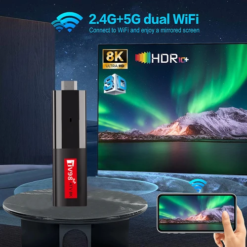 Imagen 2 del producto TV98 ATV 8K Smart TV Stick Android 13 H618 2,4G/5G Wifi compatible con reproductor multimedia OTA receptor de TV BT5.0 2GB 16GB caja de TV remota por voz