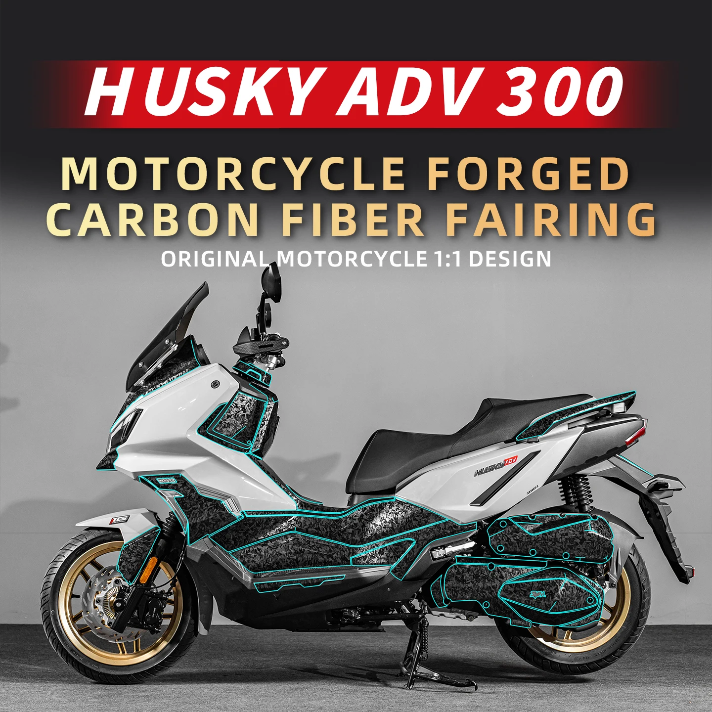 

Used For SYM HUSKY ADV 300 Forged Carbon Fiber Decoration Protection Stickers Kits Of Bike Accessories Decals
