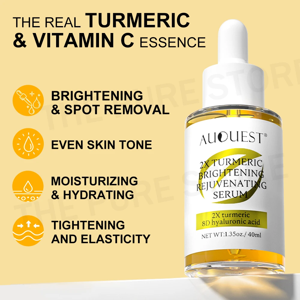 AUQUEST Turmeric & Vitamin C Face Serum Dark Spot Remover Niacinamide Hyaluronic Acid Moisturizing Facial Serum Skin Care