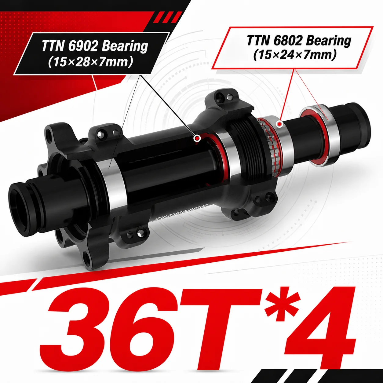 TITGMER Ratchet-Naben MTB 28-Loch Boost Straight Pull Naben 12x148 15x110 12x142 15x100 Steckachse Lautstarke Fahrradnaben – Detail 5
