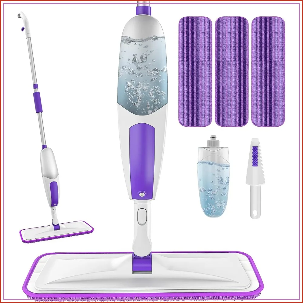 Wet Dry Spray Mop for Floor Cleaning with 3 Washable Pads, Reusable Microfiber Mop for Hardwood Laminate Tile Vinyl Ceramic