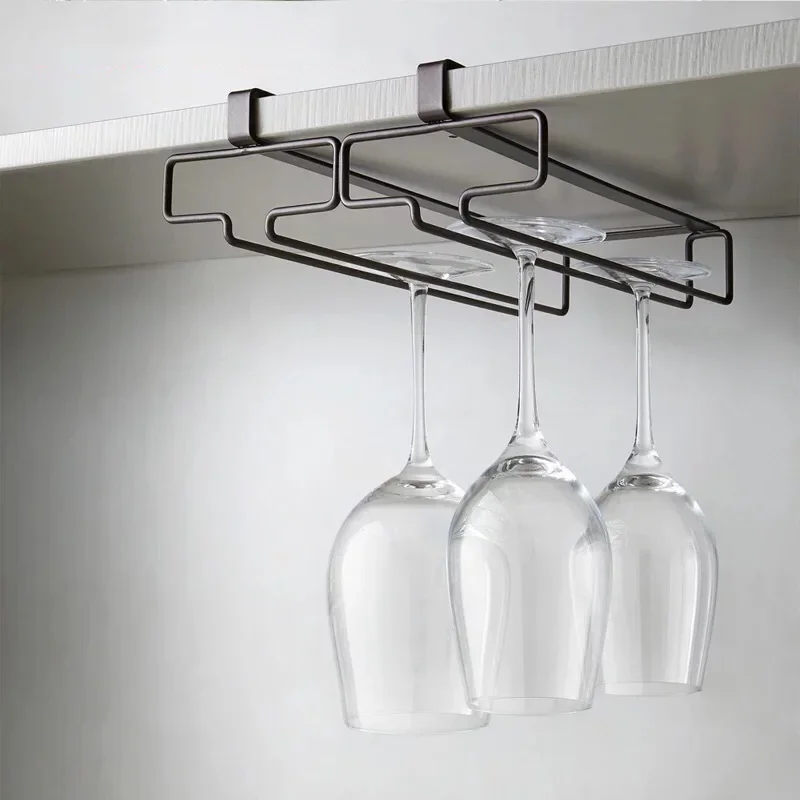 

No Drilling Metal Wine Glass Holder - Stemware Rack for Under Cabinet Storage Kitchen Organization Kitchen/Bar Storage Supplies