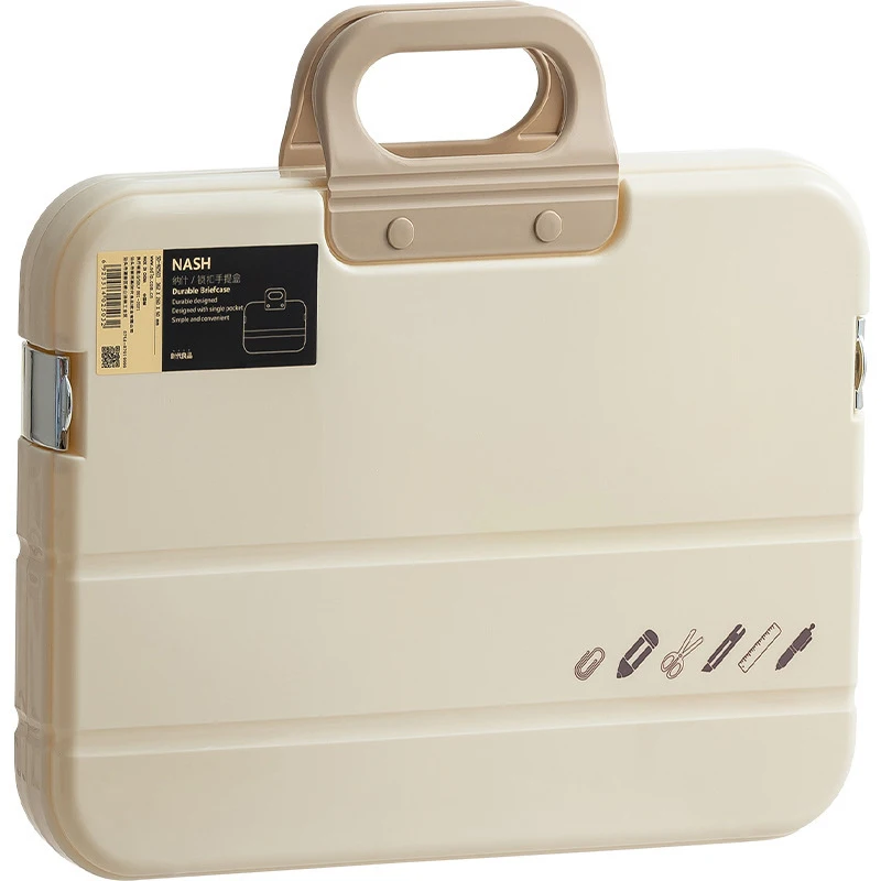 A4 Plastic File Folder With Lock Handle Portable Box File Waterproof Filing Supplies Pencil Case Multi-Purpose Document Bag