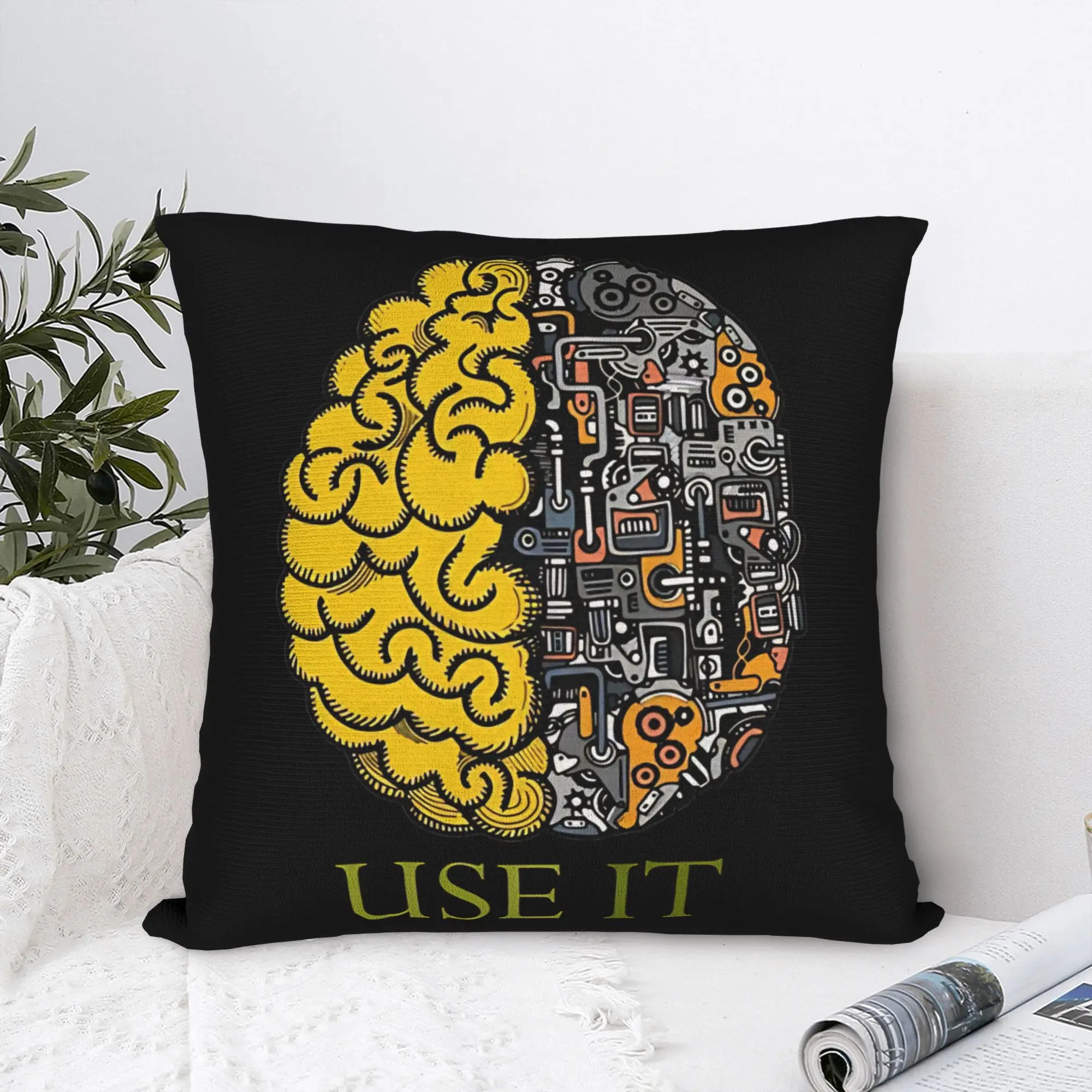 USE Your Brain Just Use It Pillowcase Polyester Cushion Cover Decorative  Throw Pillow Case Cover Home Square 45X45cm