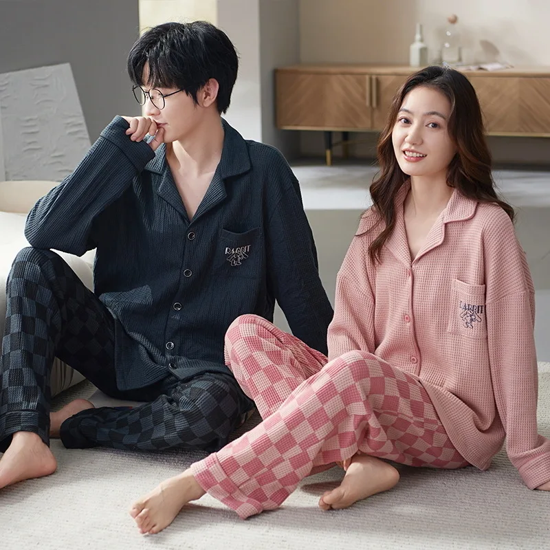 Autumn Spring Couple Pyjamas Cotton Pj Men Pajamas Set Women Sleepwear Pajama Sets Pijamas Mujer Girl Pyjamas Home Clothing