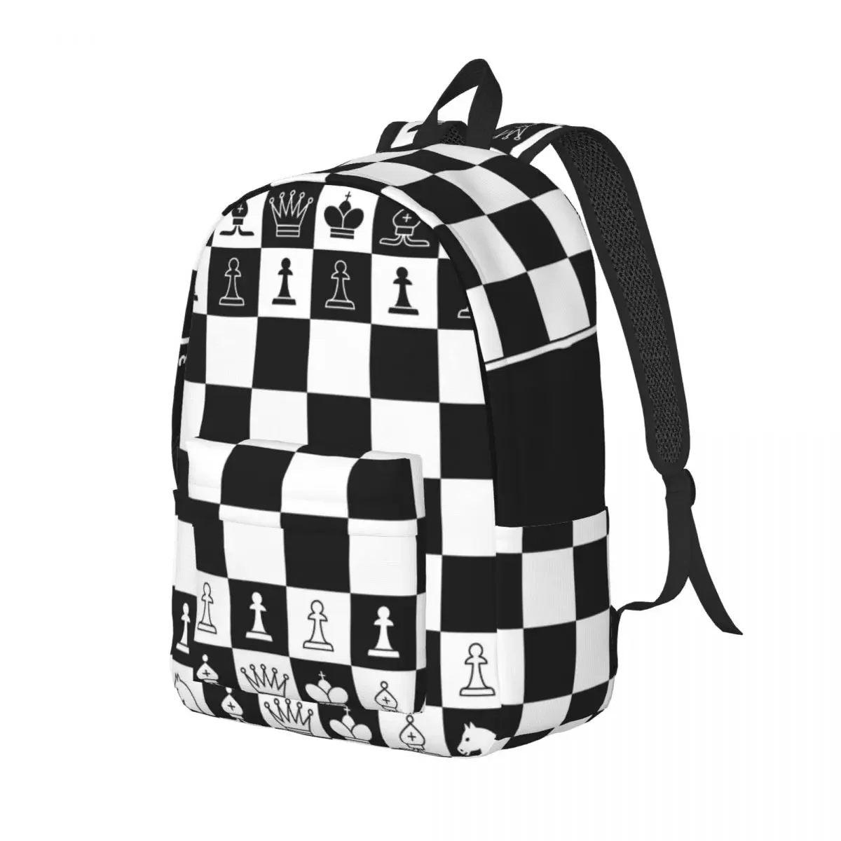 Men Women Backpack Large Capacity School Backpack for Student Black And White Chess Board School Bag