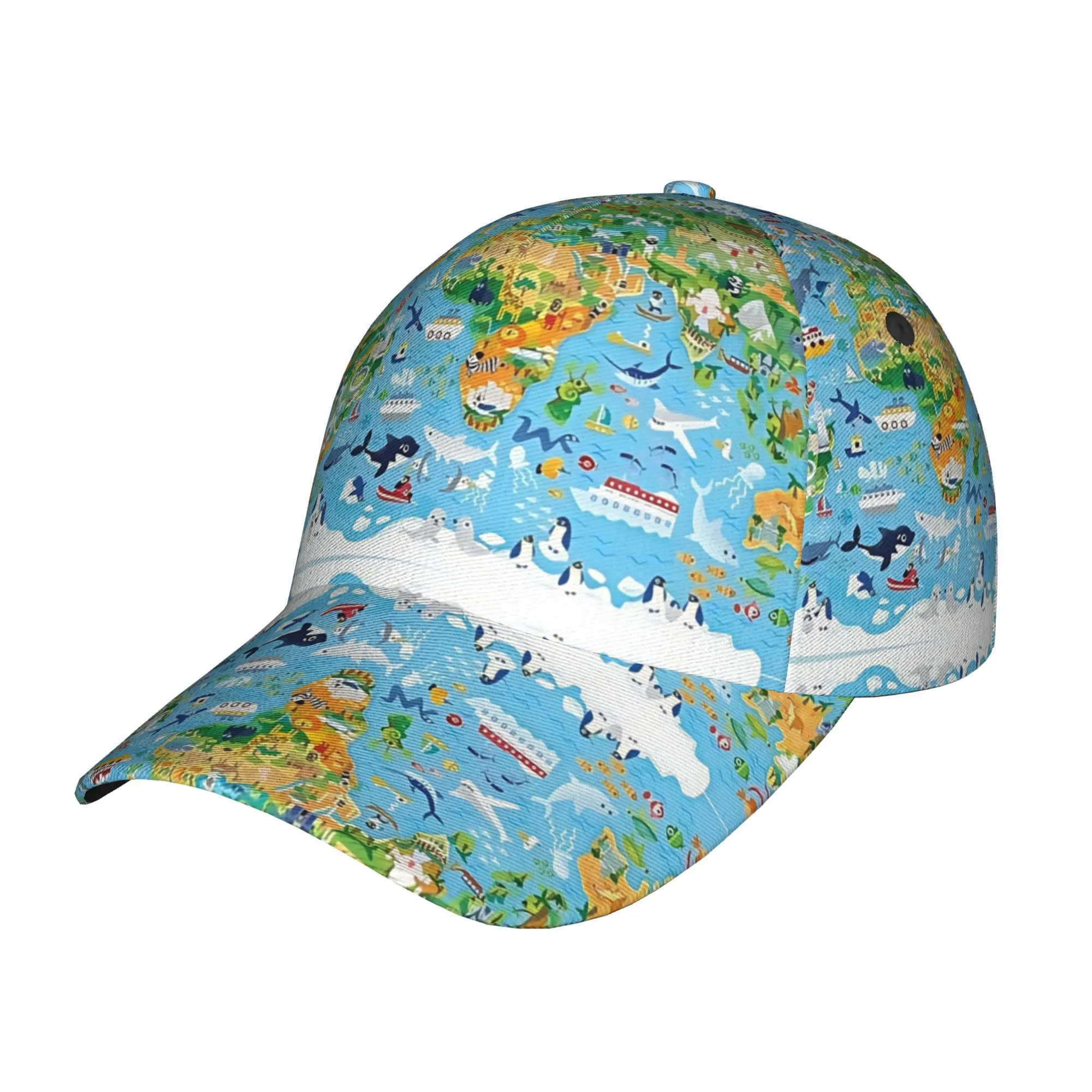 1pc of Baseball Caps Featuring a World Map Design, Suitable for Street Style, Outdoor Sports, And Casual Wear. These Sun Hats Ar