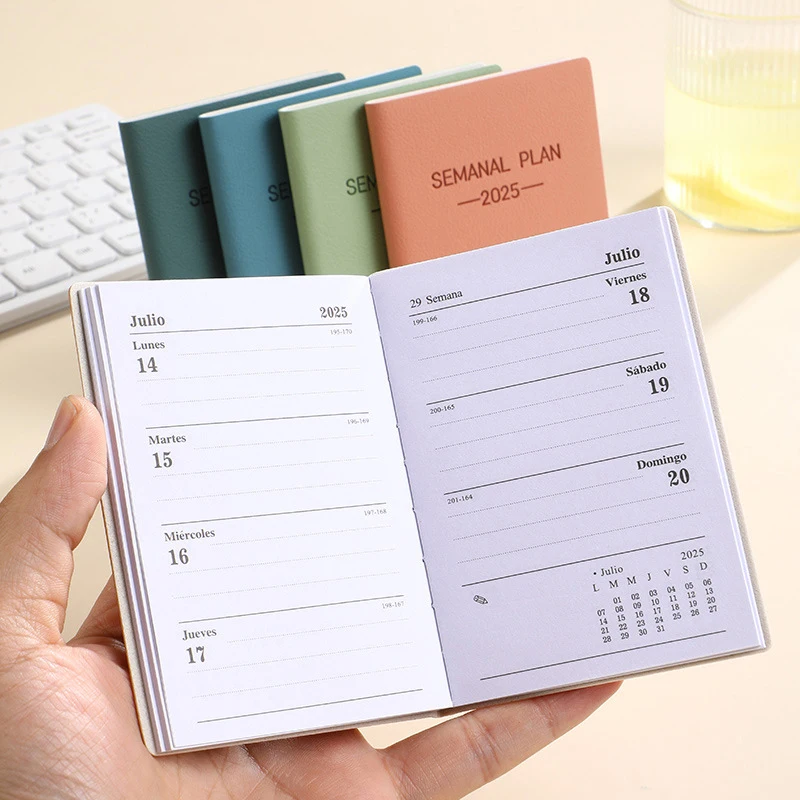 Portable 2025 A6 A7 Agenda Book Simple Mini Morandi Color Daily Weekly Monthly Planner Notebook List Notepad