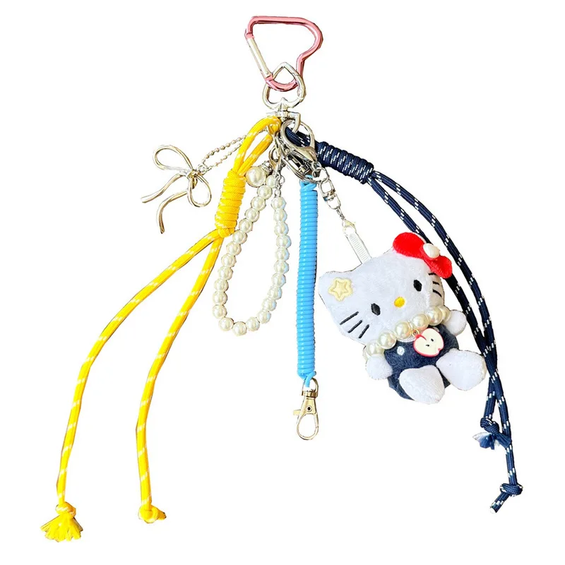 Cartoon Cute Hello Kitty Instagram Windback Charter Keychain Miu Series Bag Kt Pendant Hanging Rope Girl Bag Decoration Gift