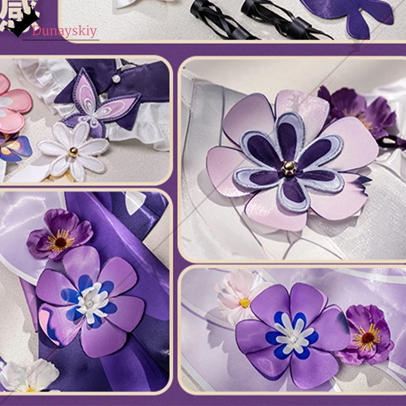 Honkai Star Rail Cosplay Castorice Costume S-XL Outfit Dress Wig Headwear Butterfly Flower Props Anime Castorice Role-play Suit