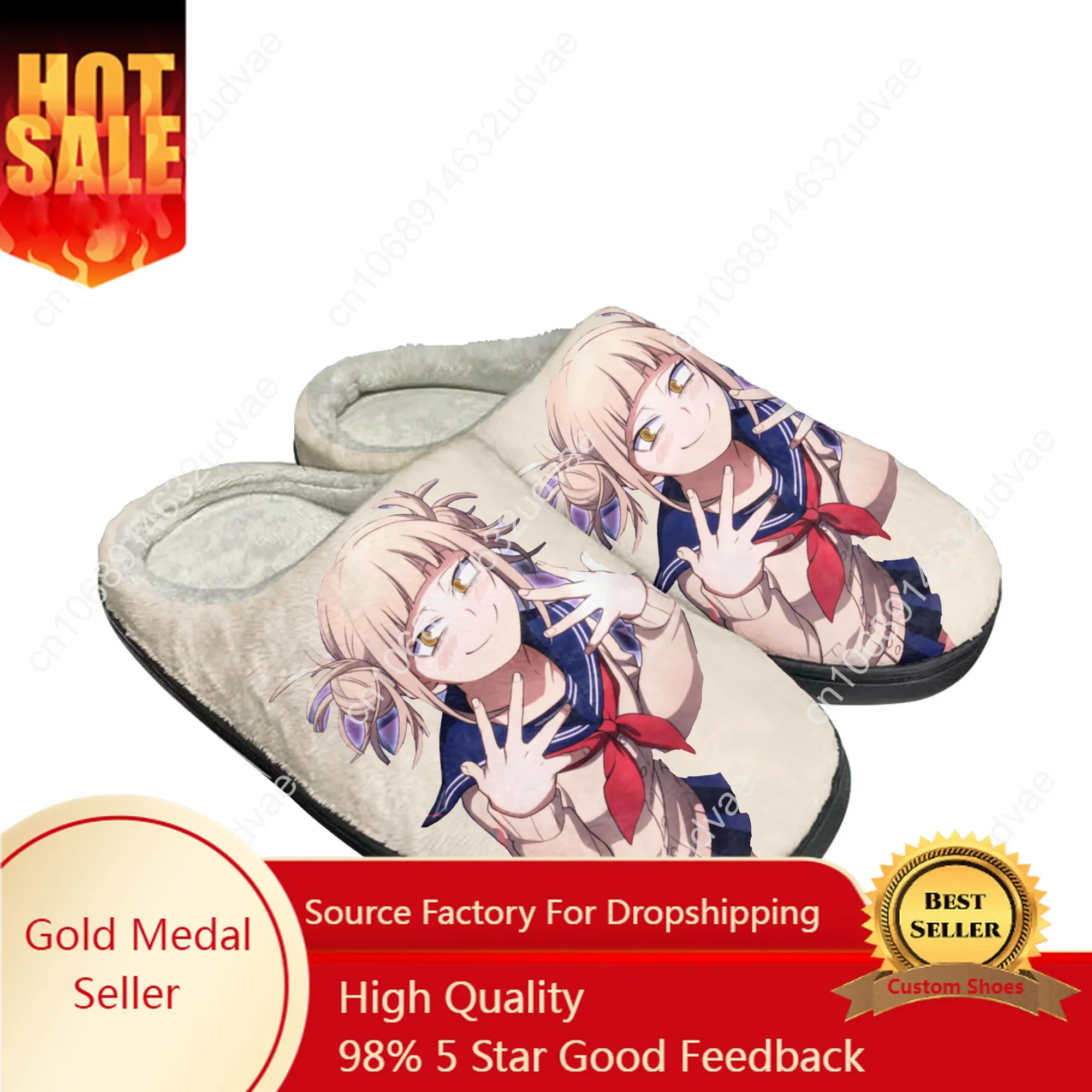 

Himiko Toga Anime My Hero Academia Home Cotton Custom Slippers Mens Womens Sandals Plush Casual Keep Warm Shoes Thermal Slipper