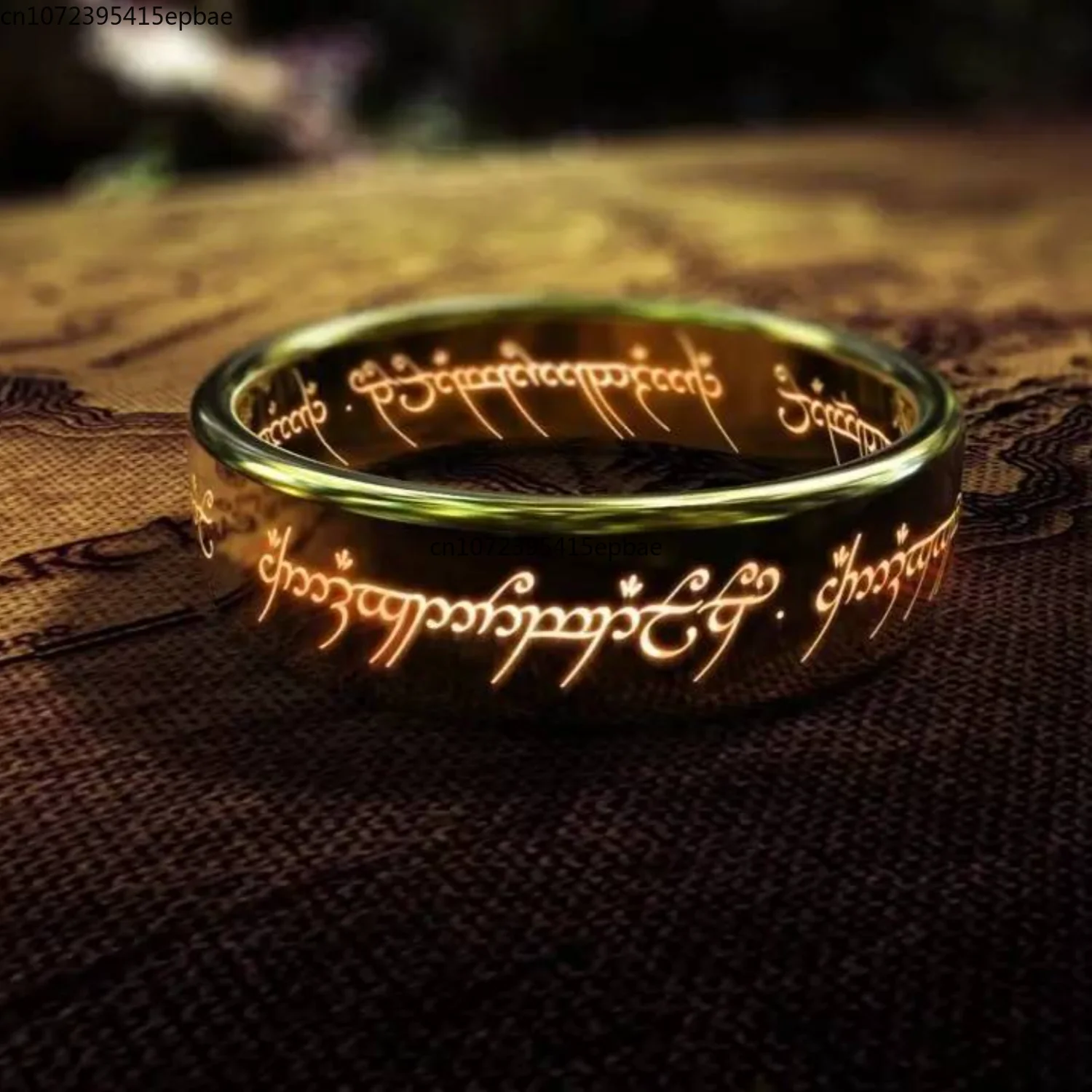 Lord of The Finger Rings  Movie with The Same Inside and Outside 3D Engraving Spanish Sanskrit Ring Stainless Steel Exquisite