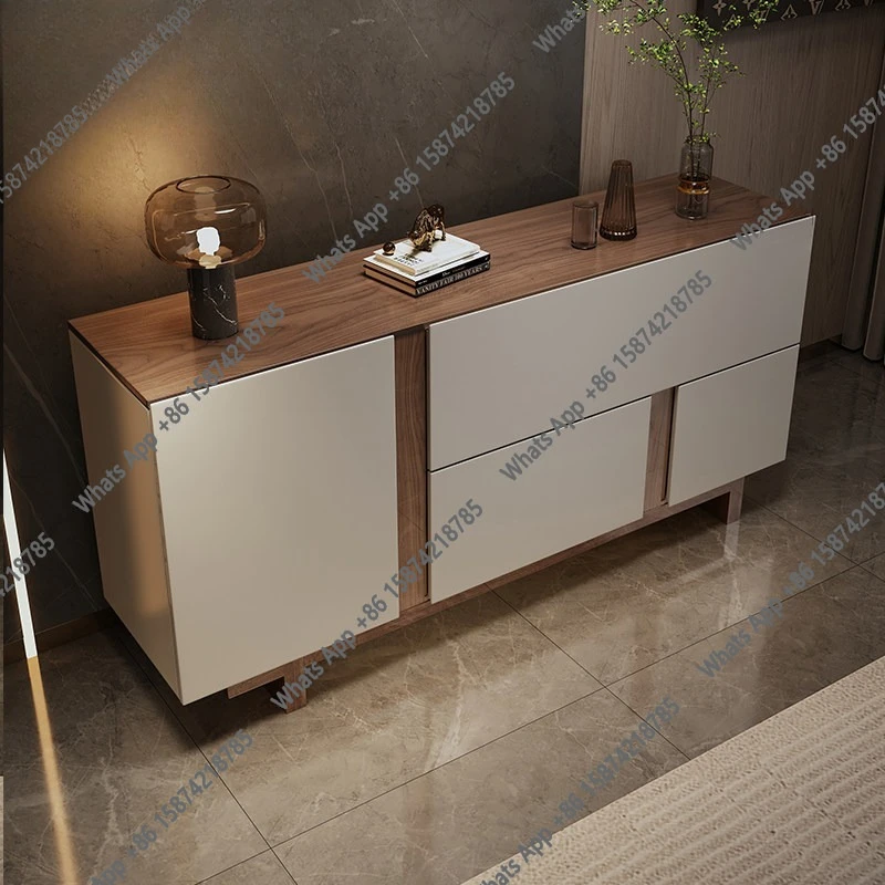 

Minimalist entrance cabinet, light luxury, modern solid wood chest of drawers, living room, dining room decoration, sideboard, b