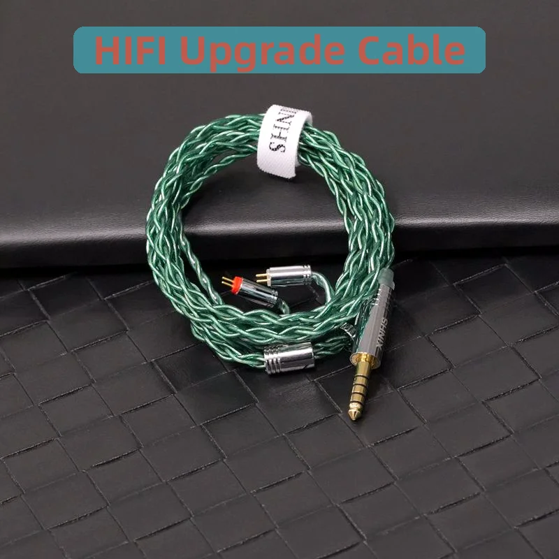 XINHS XH25 Green Elf Green 4-Cores High Purity Silver Plated Single Crystal Copper HIFI Headphone Upgrade Cable QDC/IE900