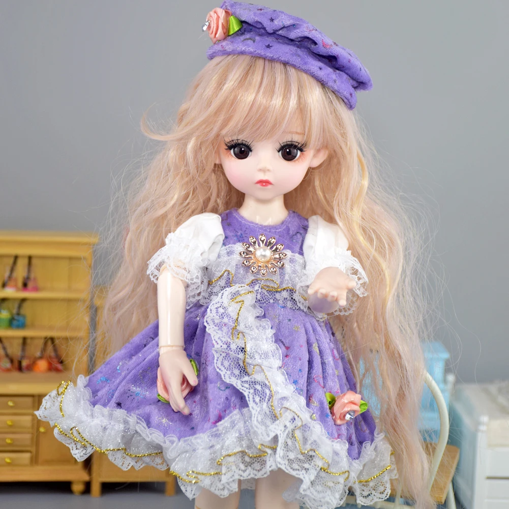 YUTOTUE 12 بوصة ارتفاع فتاة دمية لعبة مع ماكياج الوجه فستان أحذية الشعر المستعار مجموعة كاملة للأطفال هدية صغيرة BJD