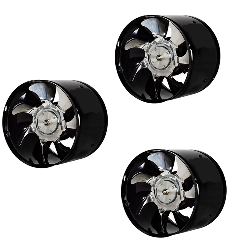 3X 6 Inch High-Speed Exhaust Fan In-Line Duct Kitchen Extractor Metal Toilet Fan Industrial Fan 220V