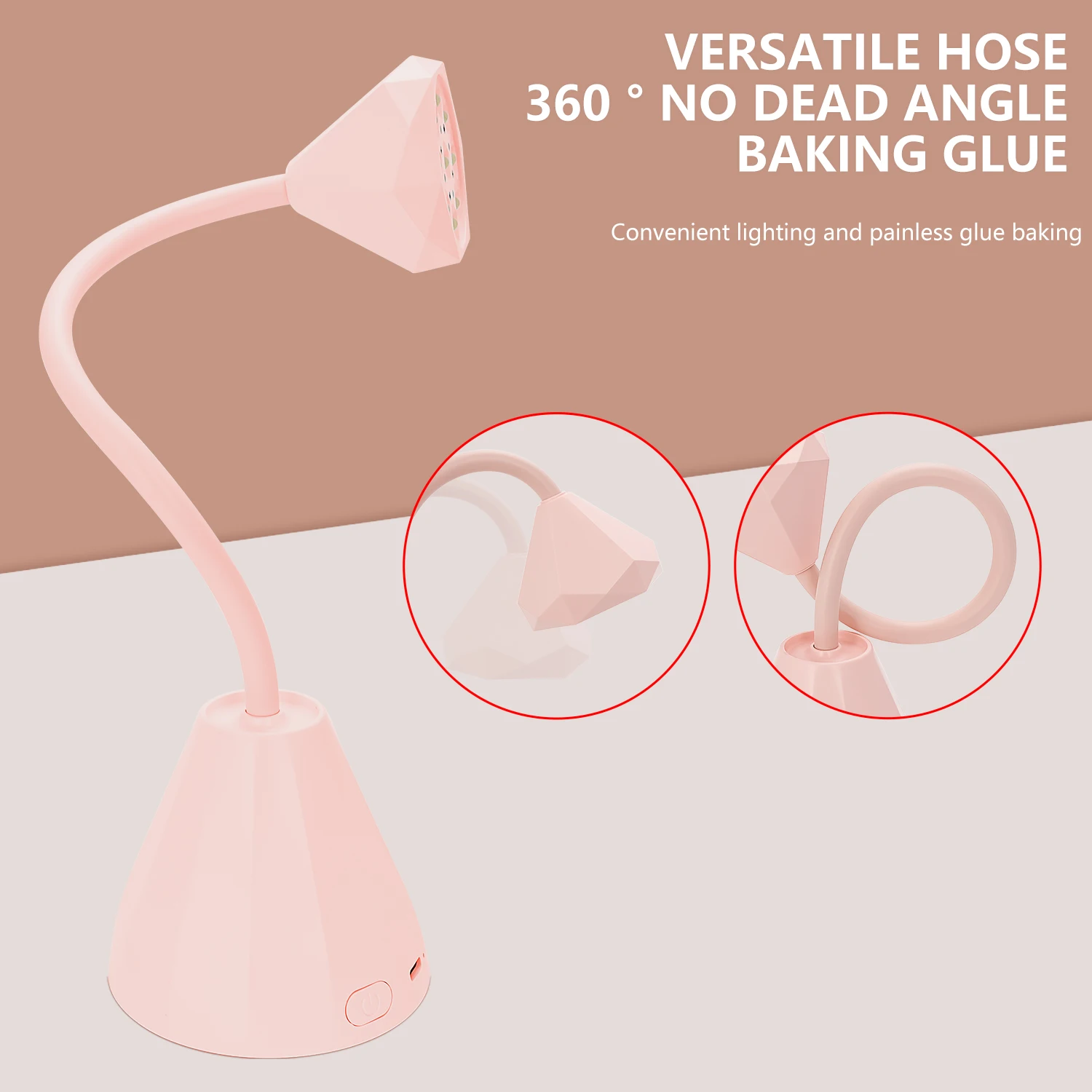 โคมไฟทำเล็บมืออาชีพพร้อมระบบชาร์จแบบเหนี่ยวนำ ดีไซน์แขนโค้งงอได้ ไฟ LED 9 ดวง ตั้งเวลาได้ 45 วินาที และ 90 วินาที