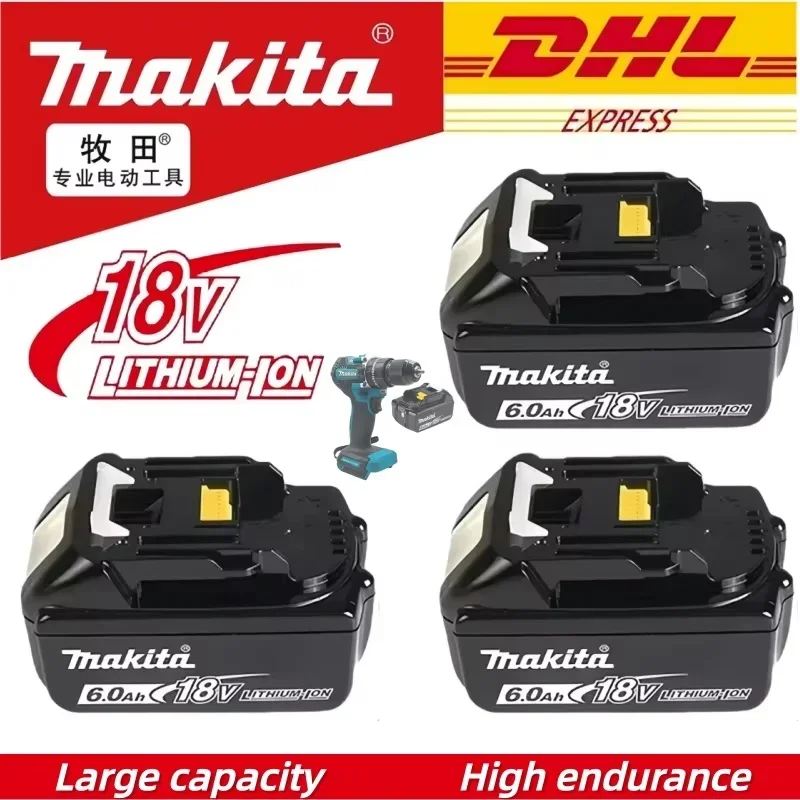 Makita Original BL1860B 18V 6.0Ah Battery with LED Charge Indicator, Fast Charging Replace for BL1840 BL1850