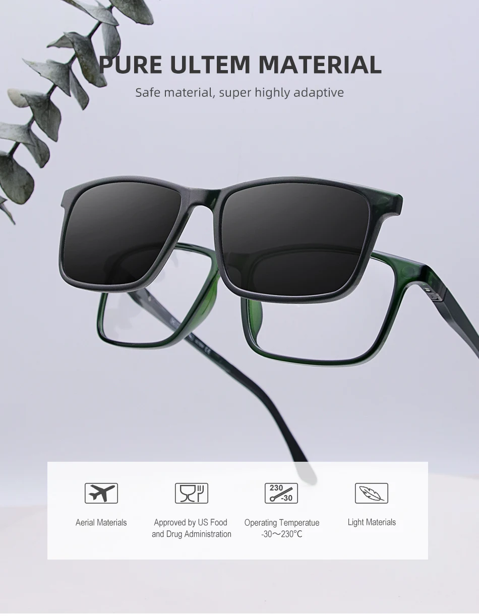 X3195 Magnet Clip Auf Brille Rahmen Männer Rezept Optische Brillen Rahmen Frauen Myopie Polarisierte Magnet Clip Auf Sonnenbrille – Detail 5