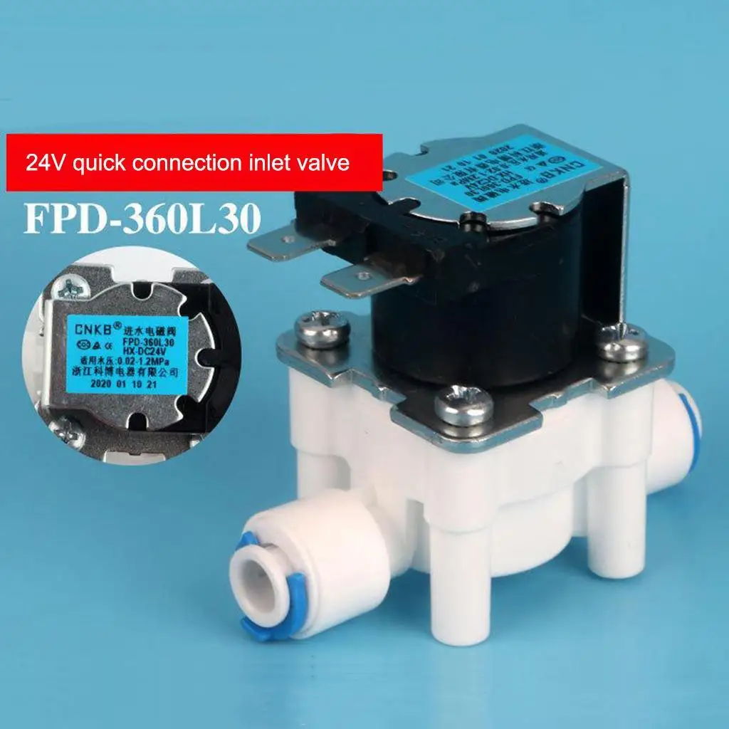 

24V 1/4" Inlet Water Solenoid Valve Quick Connect for RO Reverse Osmosis