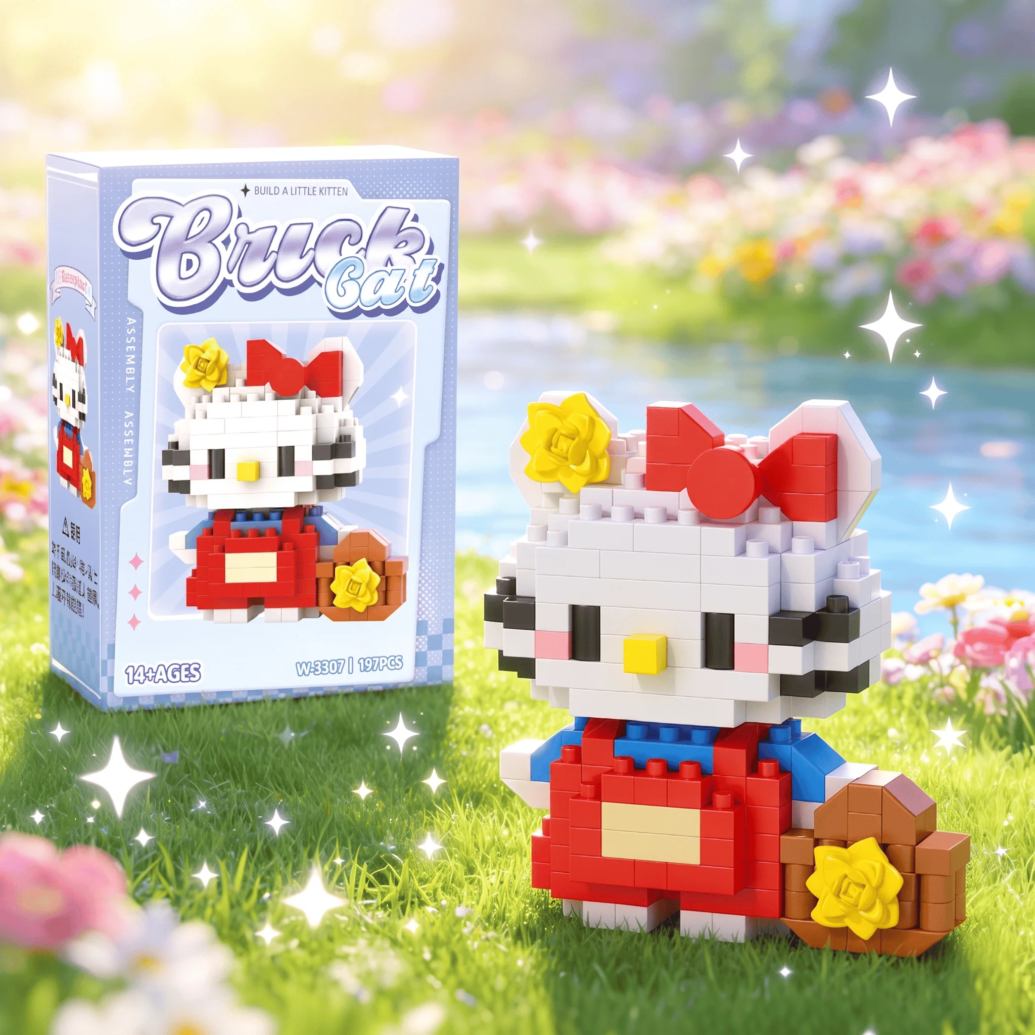 MiniKitten Baustein-Set Niedliche Cartoon-Katzen-Figuren DIY Lernspielzeug für Schreibtischdekoration Ideales Geschenk für Alle Altersgruppen – Detail 6