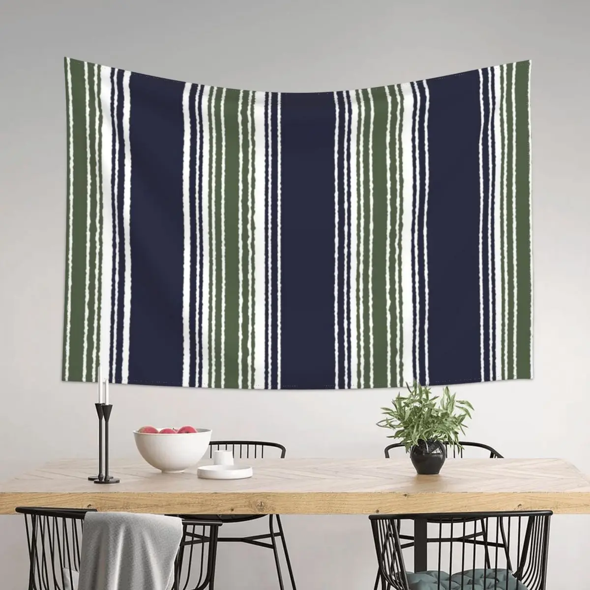 

Navy blue and sage green stripes Tapestry Anime Decor House Decoration Bedroom Decorations Tapestry